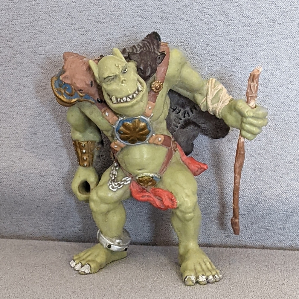 Papo 2002 Medieval Green Troll Orc OGRE With Staff
